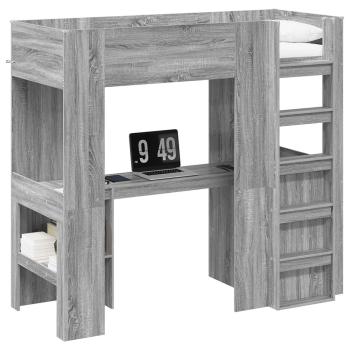Etagenbettgestell mit Schreibtisch Graues Sonoma 75 x 190 cm