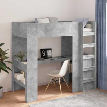 ARDEBO.de - Etagenbettgestell mit Schreibtisch Beton Grau 80 x 200 cm