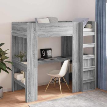 ARDEBO.de - Etagenbettgestell mit Schreibtisch Graues Sonoma 80 x 200 cm