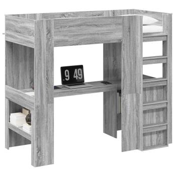 Etagenbettgestell mit Schreibtisch Graues Sonoma 80 x 200 cm