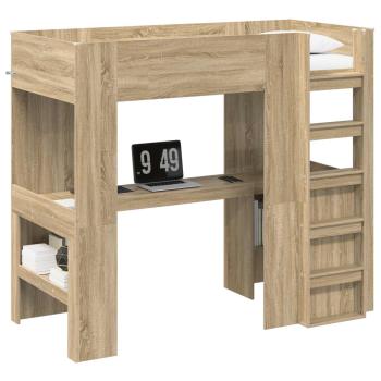Etagenbettgestell mit Schreibtisch Sonoma-Eiche 100 x 200 cm