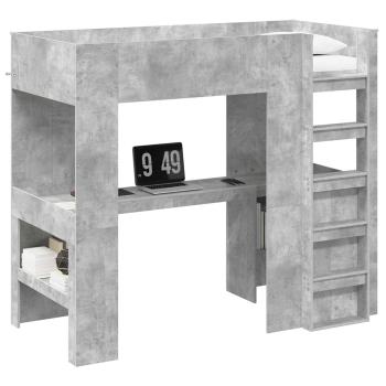 Etagenbettgestell mit Schreibtisch Beton Grau 100 x 200 cm