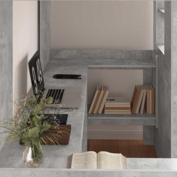 Etagenbettgestell mit Schreibtisch Beton Grau 100 x 200 cm