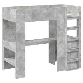Etagenbettgestell mit Schreibtisch Beton Grau 100 x 200 cm