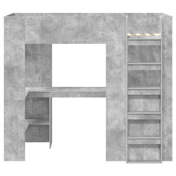 Etagenbettgestell mit Schreibtisch Beton Grau 100 x 200 cm