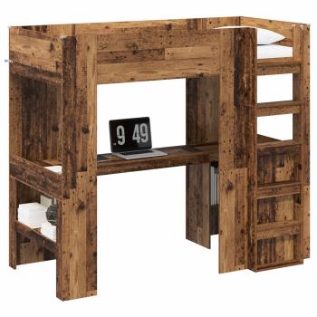 Etagenbettgestell mit Schreibtisch Altholz 100 x 200 cm