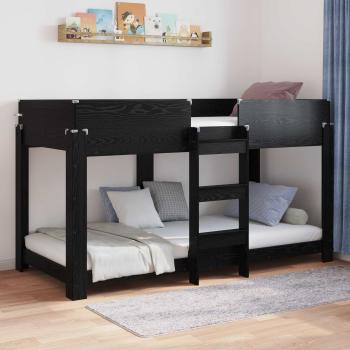 ARDEBO.de - Etagenbett für Kinder Schwarz Eichen-Optik 80 x 200 cm
