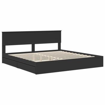Aufbewahrungsbett Schwarz 200 x 200 cm Holzwerkstoff