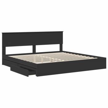 Aufbewahrungsbett Schwarz 200 x 200 cm Holzwerkstoff