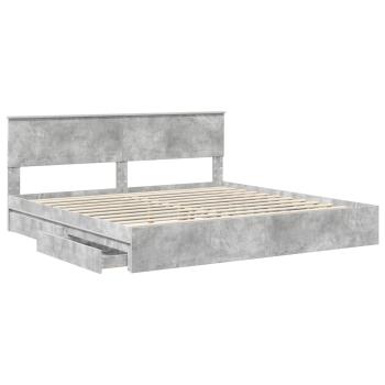 Aufbewahrungsbett Beton Grau 200 x 200 cm Holzwerkstoff