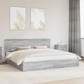 ARDEBO.de - Aufbewahrungsbett Graues Sonoma 200 x 200 cm Holzwerkstoff