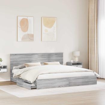 Aufbewahrungsbett Graues Sonoma 200 x 200 cm Holzwerkstoff