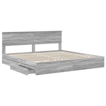 Aufbewahrungsbett Graues Sonoma 200 x 200 cm Holzwerkstoff