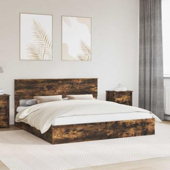 ARDEBO.de - Aufbewahrungsbett Geräucherte Eiche 180 x 200 cm Holzwerkstoff