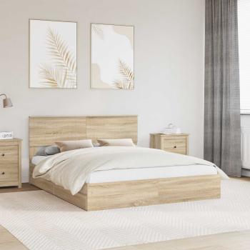 ARDEBO.de - Aufbewahrungsbett Sonoma-Eiche 160 x 200 cm Holzwerkstoff