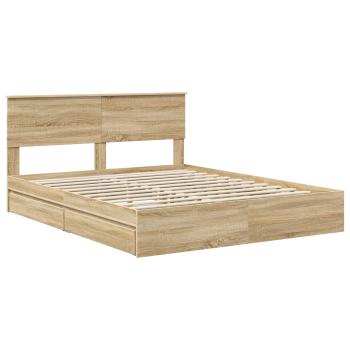 Aufbewahrungsbett Sonoma-Eiche 160 x 200 cm Holzwerkstoff