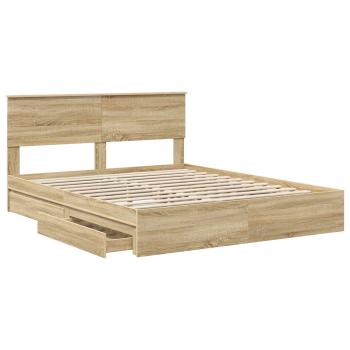 Aufbewahrungsbett Sonoma-Eiche 160 x 200 cm Holzwerkstoff