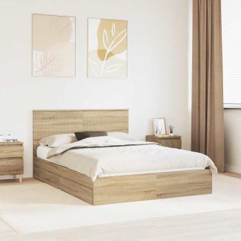 ARDEBO.de - Aufbewahrungsbett Sonoma-Eiche 140 x 200 cm Holzwerkstoff