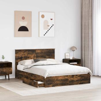 Aufbewahrungsbett Geräucherte Eiche 135 x 190 cm Holzwerkstoff