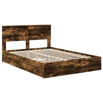 Aufbewahrungsbett Geräucherte Eiche 135 x 190 cm Holzwerkstoff