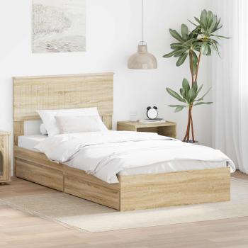 ARDEBO.de - Aufbewahrungsbett Sonoma-Eiche 100 x 200 cm Holzwerkstoff