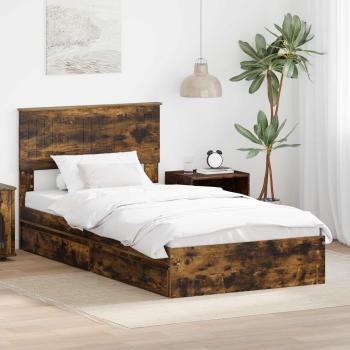ARDEBO.de - Aufbewahrungsbett Geräucherte Eiche 100 x 200 cm Holzwerkstoff