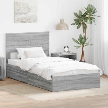ARDEBO.de - Aufbewahrungsbett Graues Sonoma 100 x 200 cm Holzwerkstoff