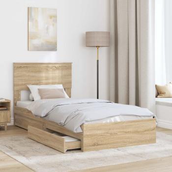 Aufbewahrungsbett Sonoma-Eiche 90 x 200 cm Holzwerkstoff