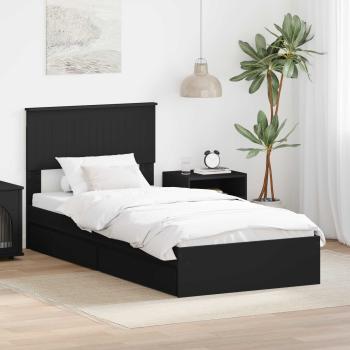 ARDEBO.de - Aufbewahrungsbett Verstellbar Schwarz 90 x 190 cm Holzwerkstoff
