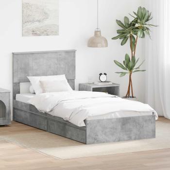ARDEBO.de - Aufbewahrungsbett Beton Grau 90 x 190 cm Holzwerkstoff