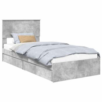 Aufbewahrungsbett Beton Grau 90 x 190 cm Holzwerkstoff