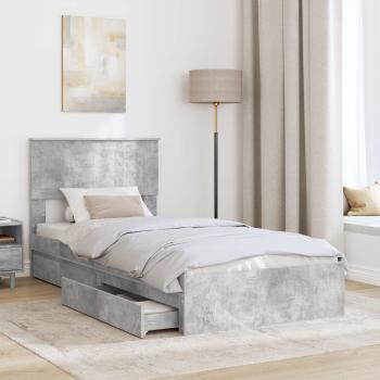 Aufbewahrungsbett Beton Grau 90 x 190 cm Holzwerkstoff