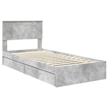 Aufbewahrungsbett Beton Grau 90 x 190 cm Holzwerkstoff