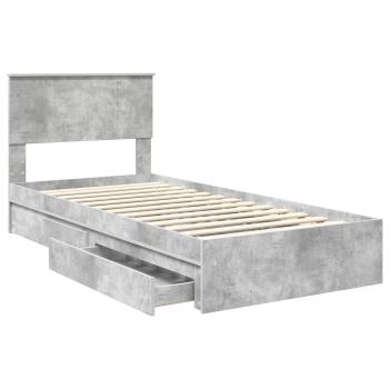 Aufbewahrungsbett Beton Grau 90 x 190 cm Holzwerkstoff