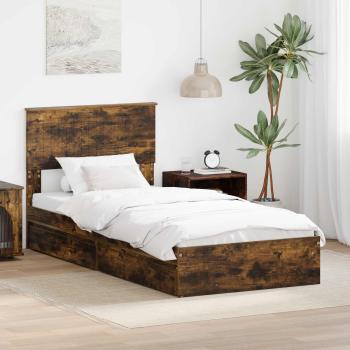 ARDEBO.de - Aufbewahrungsbett Geräucherte Eiche 90 x 190 cm Holzwerkstoff