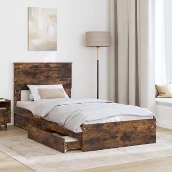 Aufbewahrungsbett Geräucherte Eiche 90 x 190 cm Holzwerkstoff
