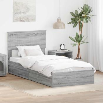 ARDEBO.de - Aufbewahrungsbett Graues Sonoma 90 x 190 cm Holzwerkstoff