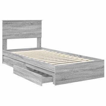 Aufbewahrungsbett Graues Sonoma 90 x 190 cm Holzwerkstoff