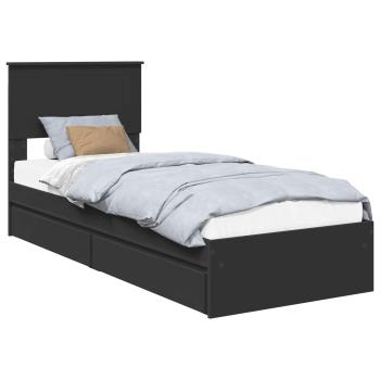 Aufbewahrungsbett Verstellbar Schwarz 75 x 190 cm Holzwerkstoff