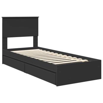 Aufbewahrungsbett Verstellbar Schwarz 75 x 190 cm Holzwerkstoff