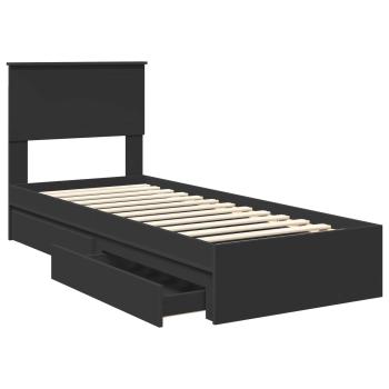 Aufbewahrungsbett Verstellbar Schwarz 75 x 190 cm Holzwerkstoff