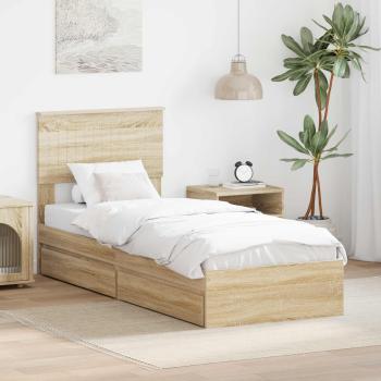 ARDEBO.de - Aufbewahrungsbett Sonoma-Eiche 75 x 190 cm Holzwerkstoff