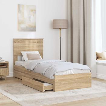 Aufbewahrungsbett Sonoma-Eiche 75 x 190 cm Holzwerkstoff