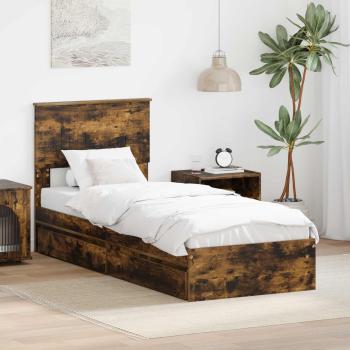 ARDEBO.de - Aufbewahrungsbett Geräucherte Eiche 75 x 190 cm Holzwerkstoff