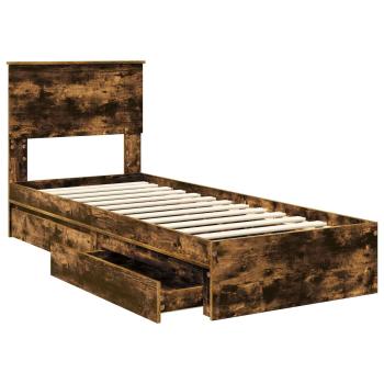 Aufbewahrungsbett Geräucherte Eiche 75 x 190 cm Holzwerkstoff