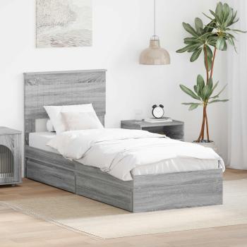 ARDEBO.de - Aufbewahrungsbett Graues Sonoma 75 x 190 cm Holzwerkstoff
