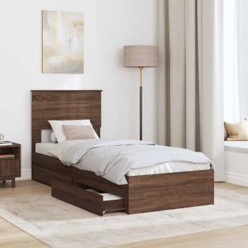 Aufbewahrungsbett Braun Eichen-Optik 75 x 190 cm Holzwerkstoff