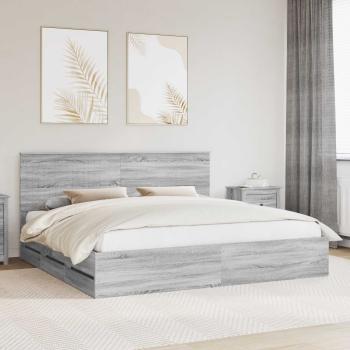 ARDEBO.de - Bettrahmen Graues Sonoma 200 x 200 cm Ingenieurs Holz