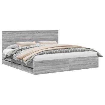 Bettrahmen Graues Sonoma 200 x 200 cm Ingenieurs Holz