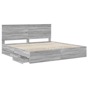 Bettrahmen Graues Sonoma 200 x 200 cm Ingenieurs Holz